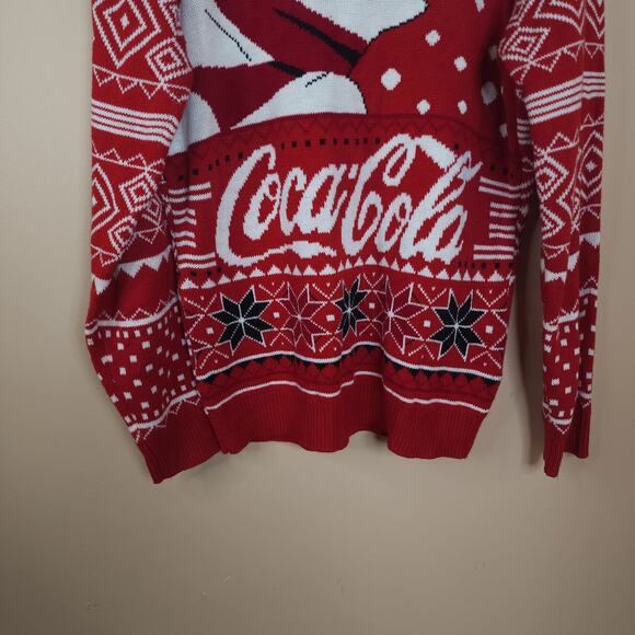 Coca-Cola Red Holiday Polar Bear Crewneck Sweater Size L - Picture 3 of 7